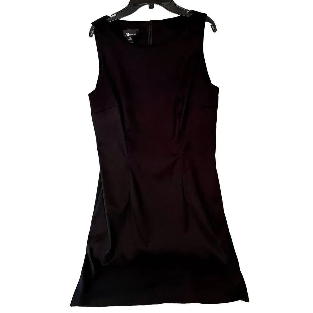 AB Studio Women' Sheath Dress Sz 12 Black Sleeveless Zip Closure Career Workwear